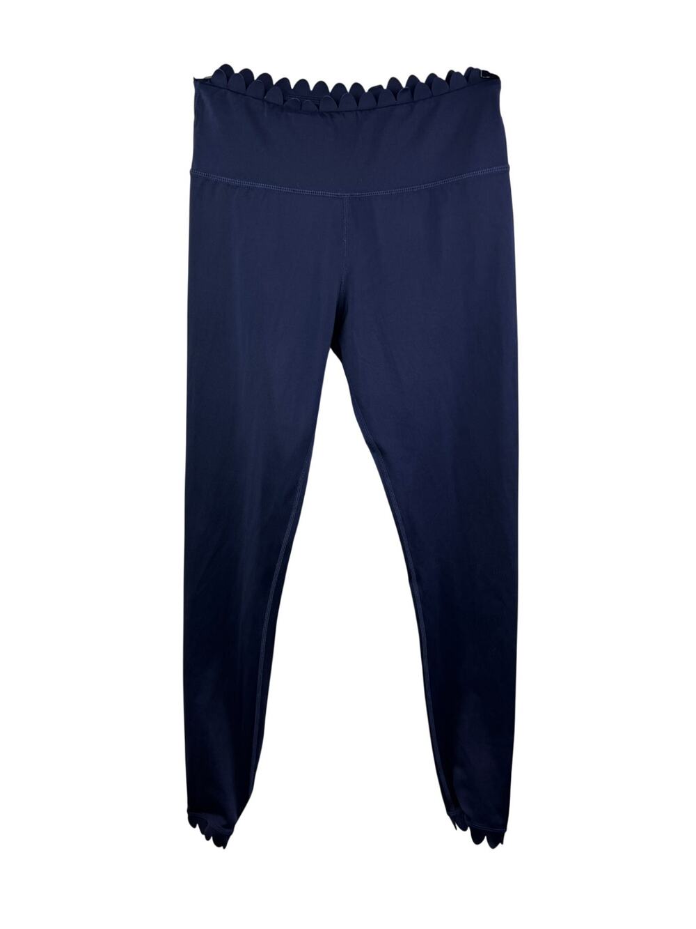 Electric Yoga Navy Blue Legging Stretch Scallop High-Waisted Pull-On Sz M Medium